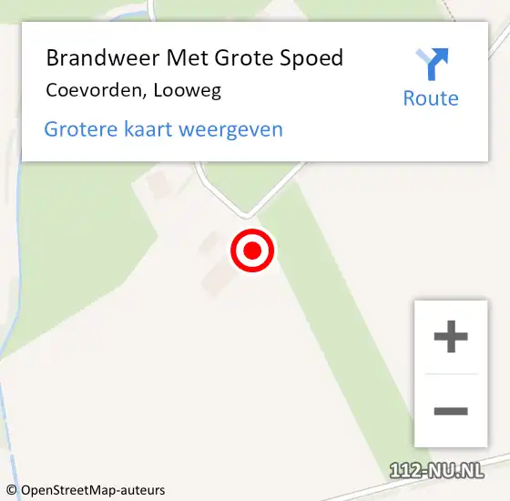 Locatie op kaart van de 112 melding: Brandweer Met Grote Spoed Naar Coevorden, Looweg op 18 januari 2023 07:54