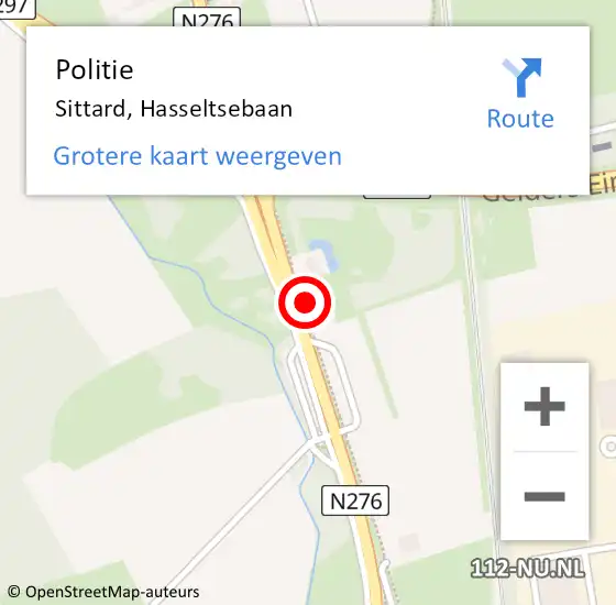 Locatie op kaart van de 112 melding: Politie Sittard, Hasseltsebaan op 18 januari 2023 08:17