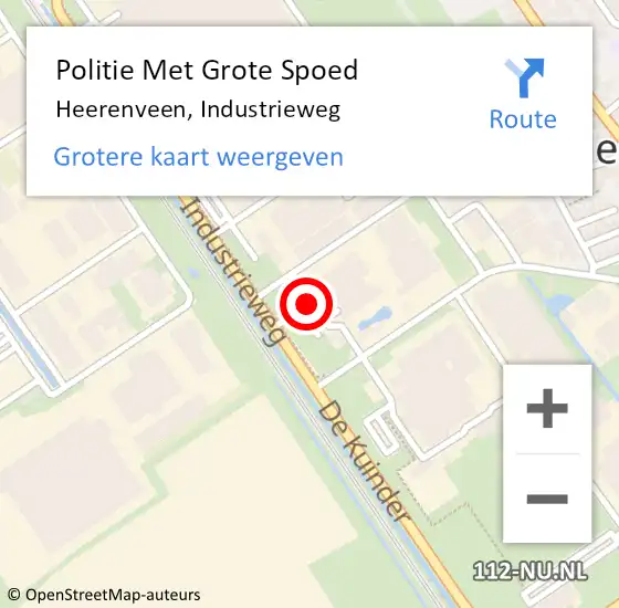 Locatie op kaart van de 112 melding: Politie Met Grote Spoed Naar Heerenveen, Industrieweg op 18 januari 2023 08:44