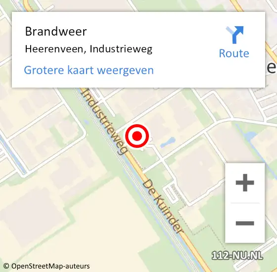 Locatie op kaart van de 112 melding: Brandweer Heerenveen, Industrieweg op 18 januari 2023 08:48