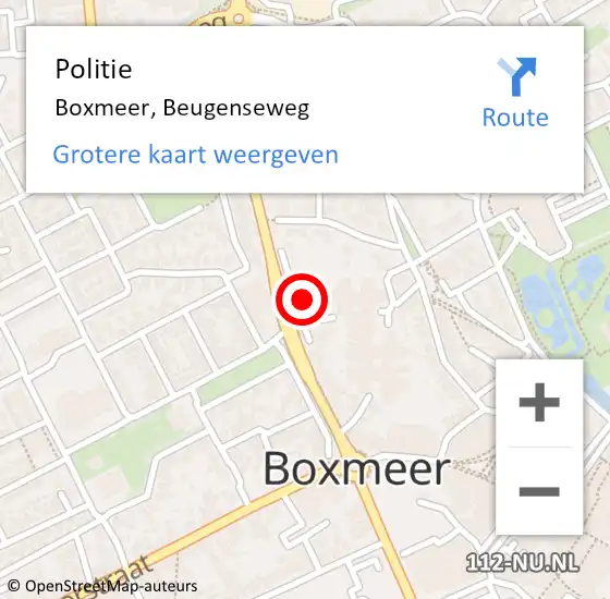 Locatie op kaart van de 112 melding: Politie Boxmeer, Beugenseweg op 18 januari 2023 09:06