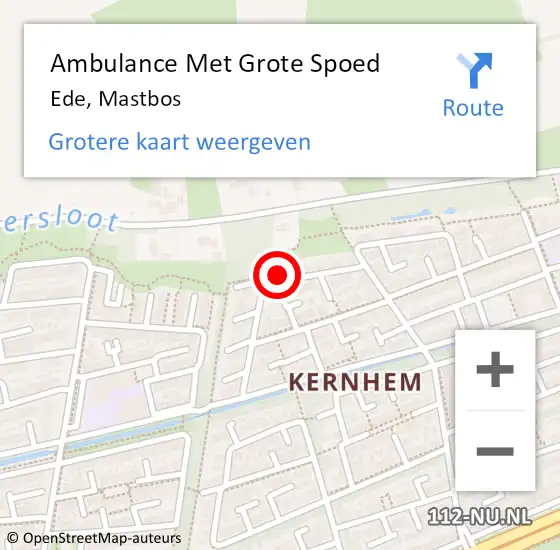 Locatie op kaart van de 112 melding: Ambulance Met Grote Spoed Naar Ede, Mastbos op 18 januari 2023 09:50