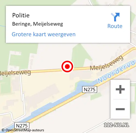 Locatie op kaart van de 112 melding: Politie Beringe, Meijelseweg op 18 januari 2023 13:17