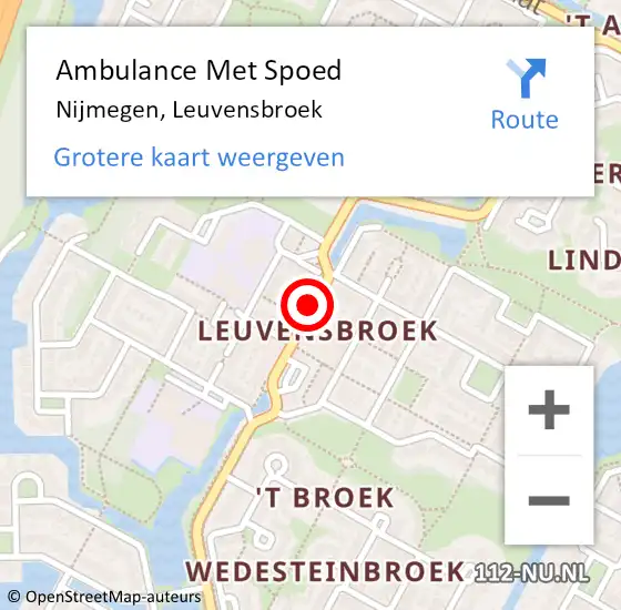Locatie op kaart van de 112 melding: Ambulance Met Spoed Naar Nijmegen, Leuvensbroek op 18 januari 2023 16:35