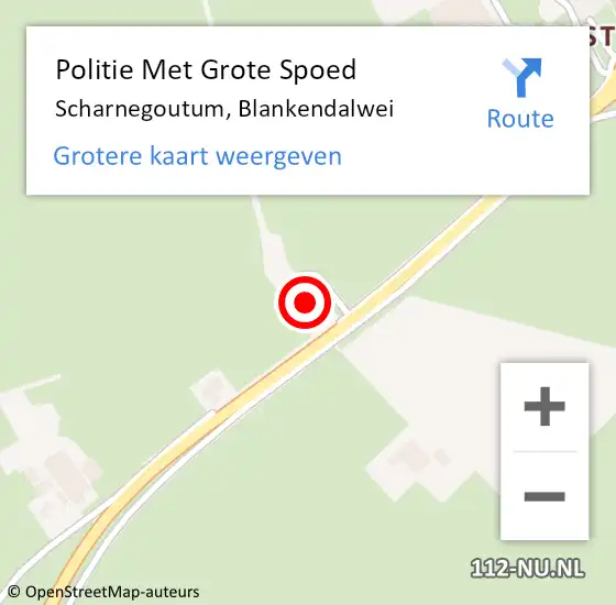 Locatie op kaart van de 112 melding: Politie Met Grote Spoed Naar Scharnegoutum, Blankendalwei op 18 januari 2023 19:12
