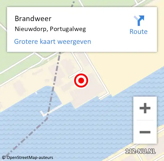 Locatie op kaart van de 112 melding: Brandweer Nieuwdorp, Portugalweg op 18 januari 2023 19:32