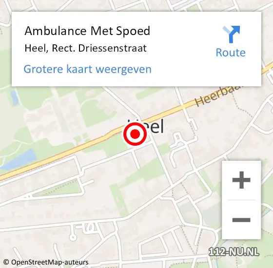 Locatie op kaart van de 112 melding: Ambulance Met Spoed Naar Heel, Rect. Driessenstraat op 18 januari 2023 21:48