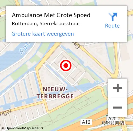 Locatie op kaart van de 112 melding: Ambulance Met Grote Spoed Naar Rotterdam, Sterrekroosstraat op 19 januari 2023 00:34