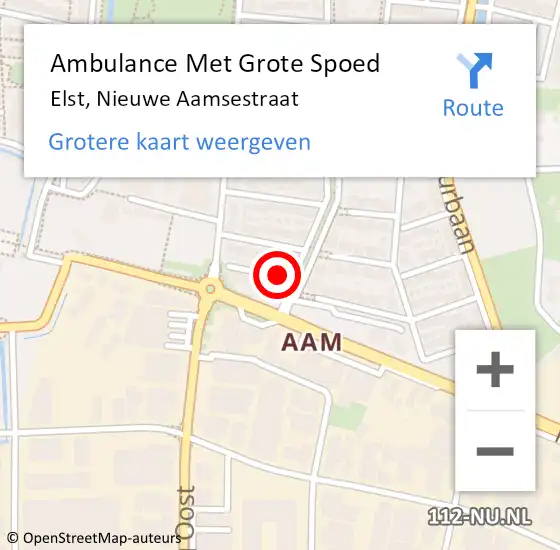 Locatie op kaart van de 112 melding: Ambulance Met Grote Spoed Naar Elst, Nieuwe Aamsestraat op 19 januari 2023 06:48