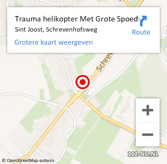 Locatie op kaart van de 112 melding: Trauma helikopter Met Grote Spoed Naar Sint Joost, Schrevenhofsweg op 19 januari 2023 07:21