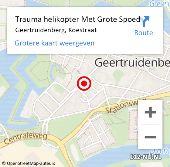 Locatie op kaart van de 112 melding: Trauma helikopter Met Grote Spoed Naar Geertruidenberg, Koestraat op 19 januari 2023 07:44
