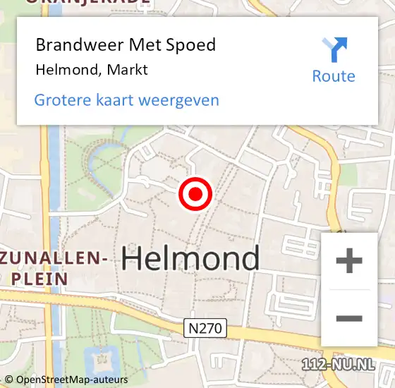 Locatie op kaart van de 112 melding: Brandweer Met Spoed Naar Helmond, Markt op 19 januari 2023 08:27