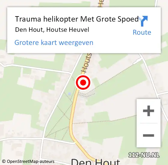 Locatie op kaart van de 112 melding: Trauma helikopter Met Grote Spoed Naar Den Hout, Houtse Heuvel op 19 januari 2023 11:14