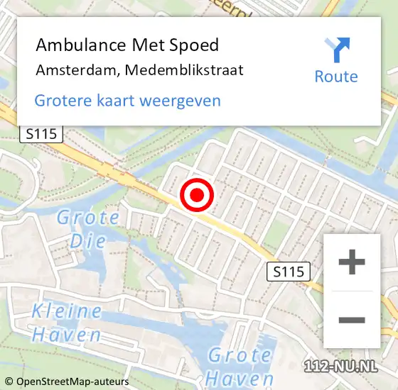 Locatie op kaart van de 112 melding: Ambulance Met Spoed Naar Amsterdam, Medemblikstraat op 19 januari 2023 13:41