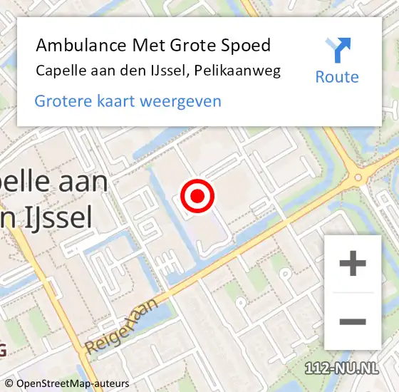 Locatie op kaart van de 112 melding: Ambulance Met Grote Spoed Naar Capelle aan den IJssel, Pelikaanweg op 19 januari 2023 13:51