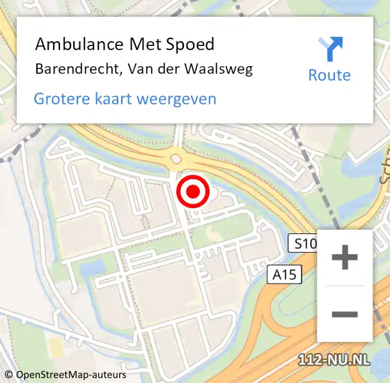 Locatie op kaart van de 112 melding: Ambulance Met Spoed Naar Barendrecht, Van der Waalsweg op 19 januari 2023 14:03