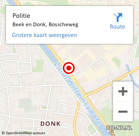 Locatie op kaart van de 112 melding: Politie Beek en Donk, Bosscheweg op 19 januari 2023 14:18
