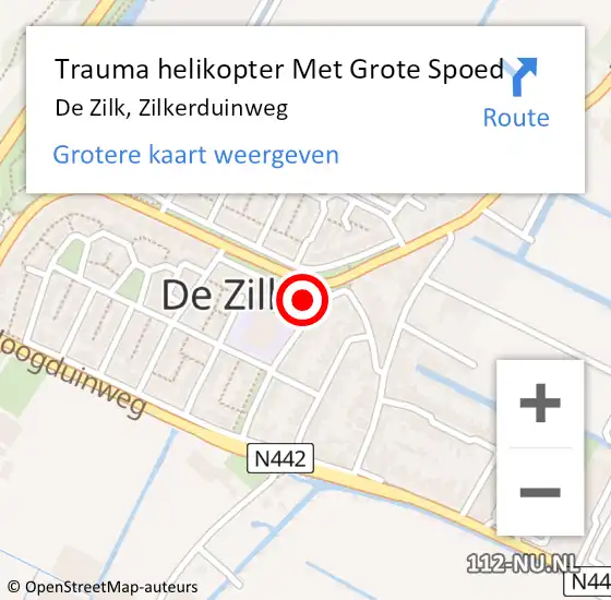 Locatie op kaart van de 112 melding: Trauma helikopter Met Grote Spoed Naar De Zilk, Zilkerduinweg op 19 januari 2023 15:23