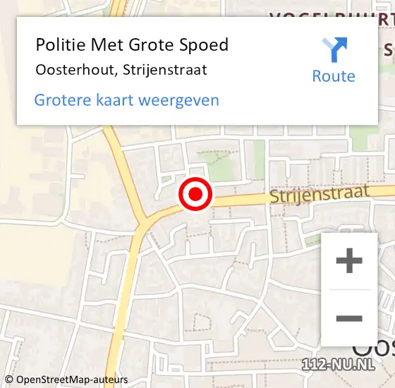 Locatie op kaart van de 112 melding: Politie Met Grote Spoed Naar Oosterhout, Strijenstraat op 19 januari 2023 17:01