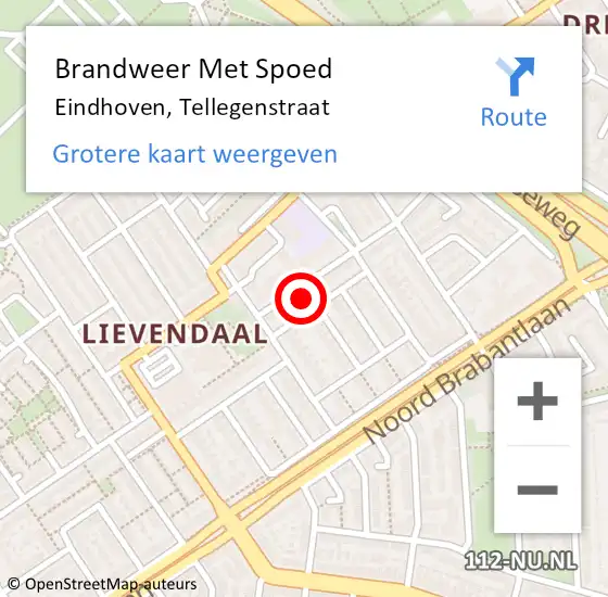 Locatie op kaart van de 112 melding: Brandweer Met Spoed Naar Eindhoven, Tellegenstraat op 19 januari 2023 17:39