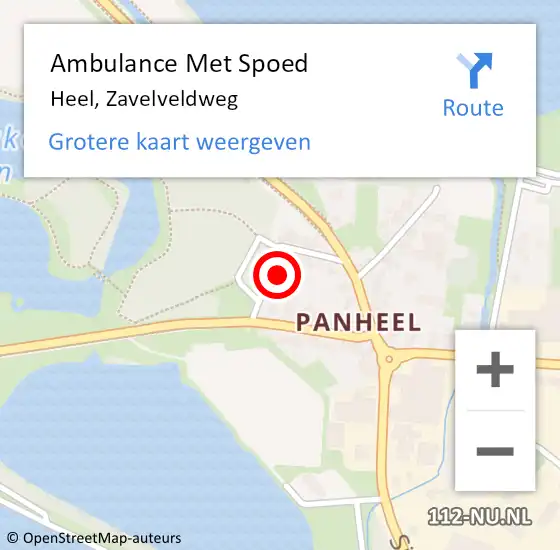 Locatie op kaart van de 112 melding: Ambulance Met Spoed Naar Heel, Zavelveldweg op 12 augustus 2014 18:04