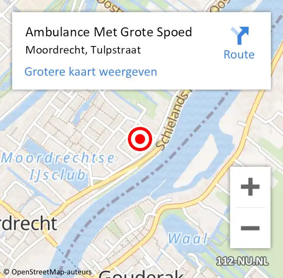 Locatie op kaart van de 112 melding: Ambulance Met Grote Spoed Naar Moordrecht, Tulpstraat op 19 januari 2023 18:38