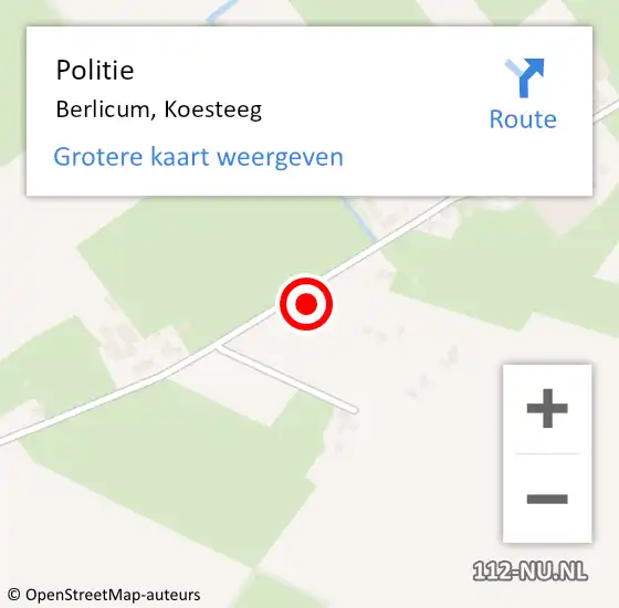 Locatie op kaart van de 112 melding: Politie Berlicum, Koesteeg op 19 januari 2023 20:25
