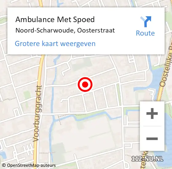 Locatie op kaart van de 112 melding: Ambulance Met Spoed Naar Noord-Scharwoude, Oosterstraat op 19 januari 2023 21:18