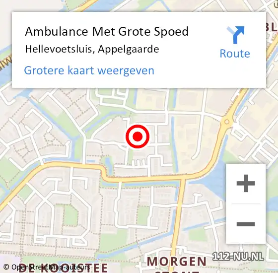 Locatie op kaart van de 112 melding: Ambulance Met Grote Spoed Naar Hellevoetsluis, Appelgaarde op 19 januari 2023 21:49