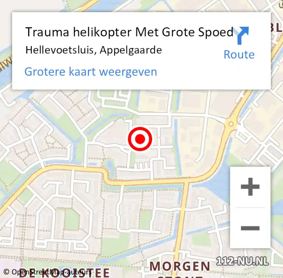 Locatie op kaart van de 112 melding: Trauma helikopter Met Grote Spoed Naar Hellevoetsluis, Appelgaarde op 19 januari 2023 21:50