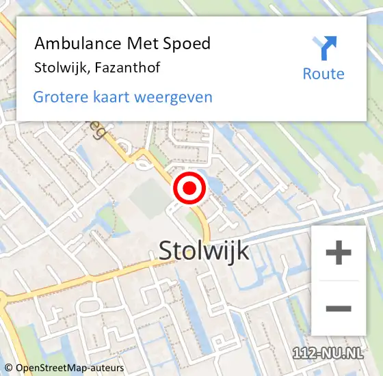 Locatie op kaart van de 112 melding: Ambulance Met Spoed Naar Stolwijk, Fazanthof op 19 januari 2023 22:15