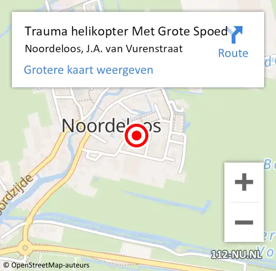 Locatie op kaart van de 112 melding: Trauma helikopter Met Grote Spoed Naar Noordeloos, J.A. van Vurenstraat op 20 januari 2023 01:38