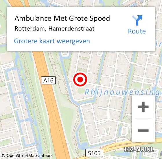 Locatie op kaart van de 112 melding: Ambulance Met Grote Spoed Naar Rotterdam, Hamerdenstraat op 20 januari 2023 02:26