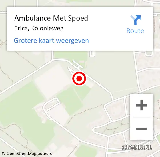 Locatie op kaart van de 112 melding: Ambulance Met Spoed Naar Erica, Kolonieweg op 20 januari 2023 09:24
