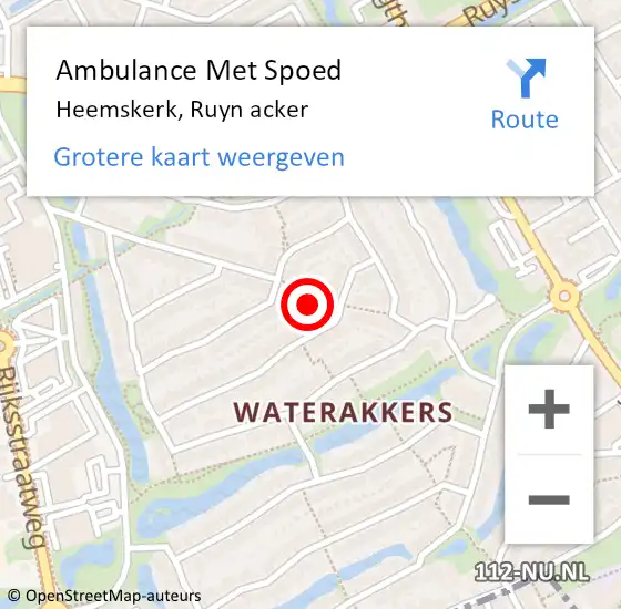 Locatie op kaart van de 112 melding: Ambulance Met Spoed Naar Heemskerk, Ruyn acker op 20 januari 2023 10:44