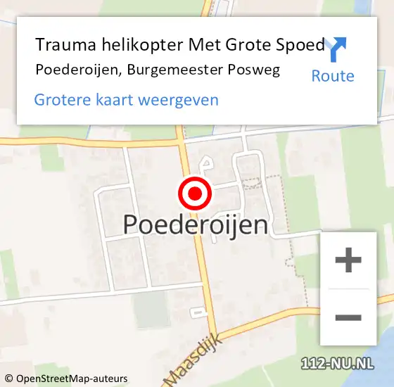 Locatie op kaart van de 112 melding: Trauma helikopter Met Grote Spoed Naar Poederoijen, Burgemeester Posweg op 20 januari 2023 11:09