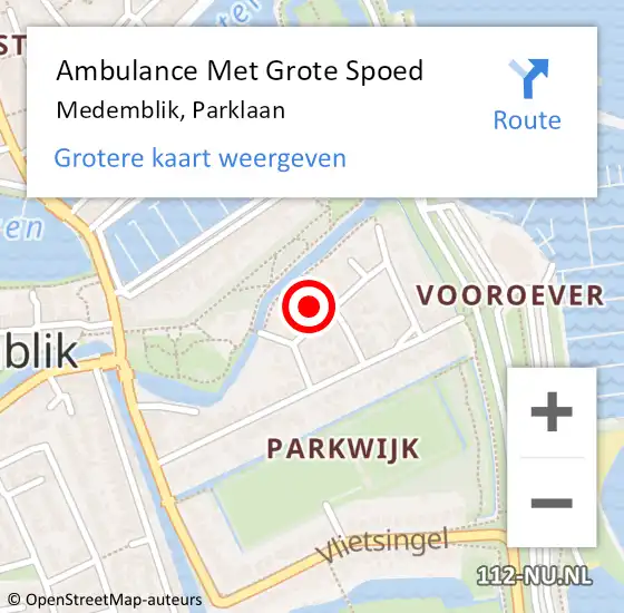 Locatie op kaart van de 112 melding: Ambulance Met Grote Spoed Naar Medemblik, Parklaan op 20 januari 2023 12:28