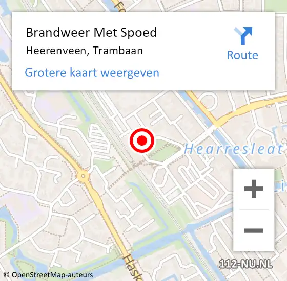 Locatie op kaart van de 112 melding: Brandweer Met Spoed Naar Heerenveen, Trambaan op 20 januari 2023 14:36