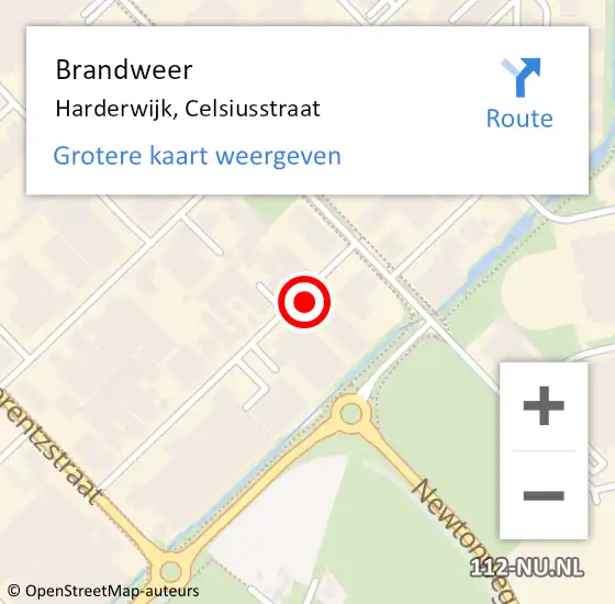 Locatie op kaart van de 112 melding: Brandweer Harderwijk, Celsiusstraat op 20 januari 2023 15:00
