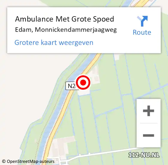 Locatie op kaart van de 112 melding: Ambulance Met Grote Spoed Naar Edam, Monnickendammerjaagweg op 20 januari 2023 17:24