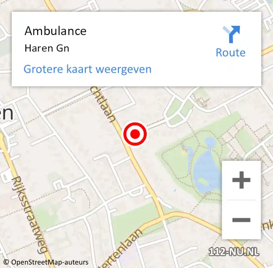 Locatie op kaart van de 112 melding: Ambulance Haren Gn op 20 januari 2023 17:51