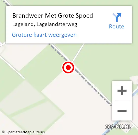 Locatie op kaart van de 112 melding: Brandweer Met Grote Spoed Naar Lageland, Lagelandsterweg op 20 januari 2023 18:09