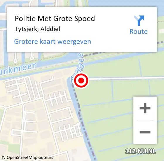 Locatie op kaart van de 112 melding: Politie Met Grote Spoed Naar Tytsjerk, Alddiel op 20 januari 2023 20:50
