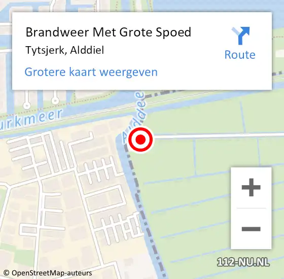 Locatie op kaart van de 112 melding: Brandweer Met Grote Spoed Naar Tytsjerk, Alddiel op 20 januari 2023 20:50