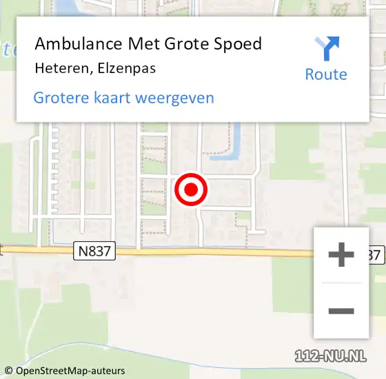 Locatie op kaart van de 112 melding: Ambulance Met Grote Spoed Naar Heteren, Elzenpas op 20 januari 2023 20:51