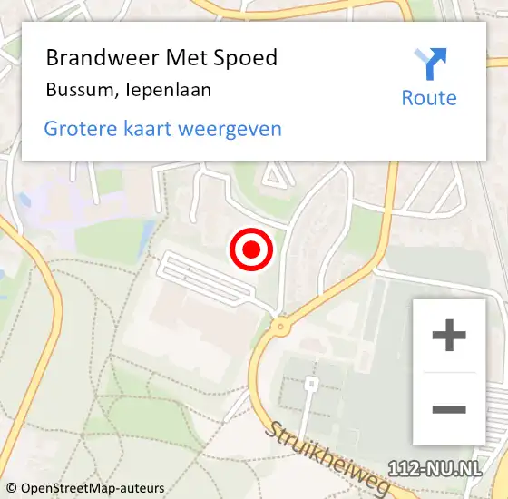 Locatie op kaart van de 112 melding: Brandweer Met Spoed Naar Bussum, Iepenlaan op 20 januari 2023 21:01