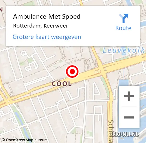 Locatie op kaart van de 112 melding: Ambulance Met Spoed Naar Rotterdam, Keerweer op 21 januari 2023 00:57