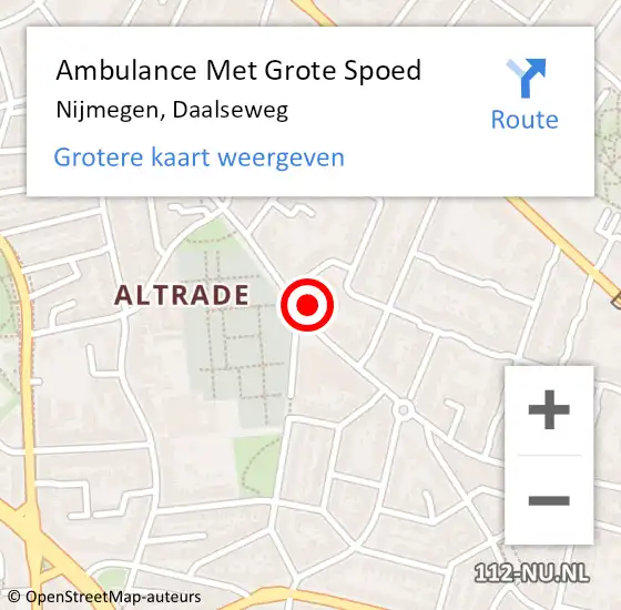 Locatie op kaart van de 112 melding: Ambulance Met Grote Spoed Naar Nijmegen, Daalseweg op 21 januari 2023 00:58