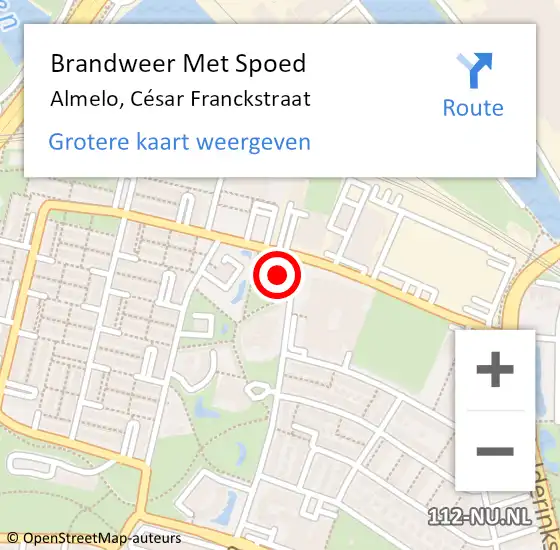 Locatie op kaart van de 112 melding: Brandweer Met Spoed Naar Almelo, César Franckstraat op 21 januari 2023 06:25