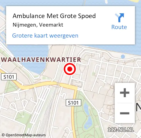 Locatie op kaart van de 112 melding: Ambulance Met Grote Spoed Naar Nijmegen, Veemarkt op 21 januari 2023 06:33
